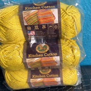 3 NEW Original Packaging Lion Brand Kitchen 100% Cotton Color 157 Citrus 2oz ea